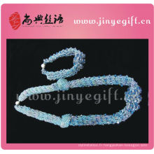 Shangdian Jewelry Sapphire Cyrstal Collier Perles Crochet